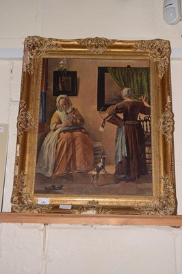 Lot 575 - A framed print of two ladies and a dog
