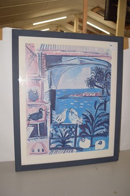 Lot 582 - A continental print of a beach scene with birds