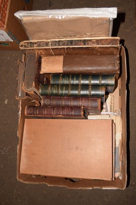 Lot 605 - A large box of various leather bound books