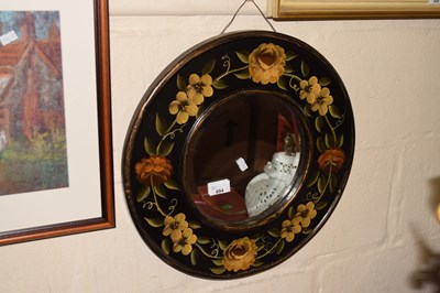 Lot 694 - A round floral framed mirror