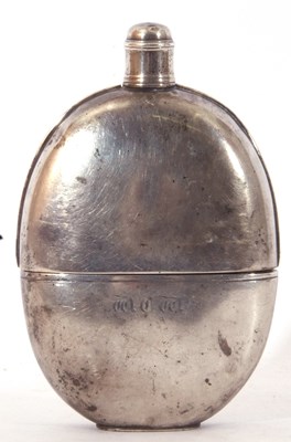 Lot 14 - Georgian silver hip flask of oval form and...