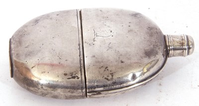 Lot 14 - Georgian silver hip flask of oval form and...