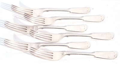 Lot 32 - Heavy set of six Edwardian table forks in...