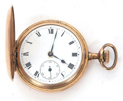 Lot 268 - A rolled gold Hunter pocket watch, crown wound...