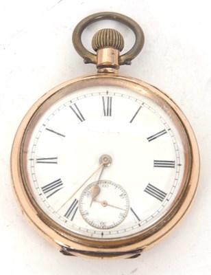 Lot 271 - A rolled gold open face pocket watch, crown...