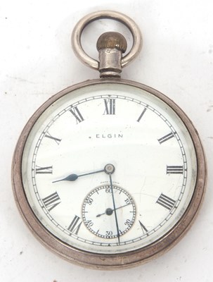 Lot 274 - A silver Elgin open face pocket watch,...