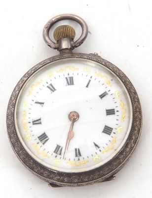 Lot 279 - A white metal fob watch stamped on the inside...