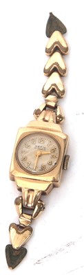 Lot 294 - A 9ct gold Hefink ladies watch stamped 375 on...