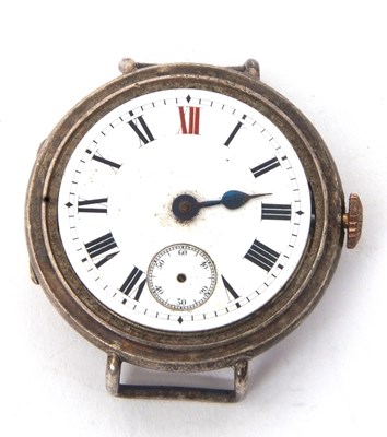 Lot 304 - A white metal Omega trench watch, case back...