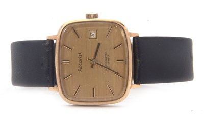 Lot 310 - A yellow metal Accurist shock master gents...