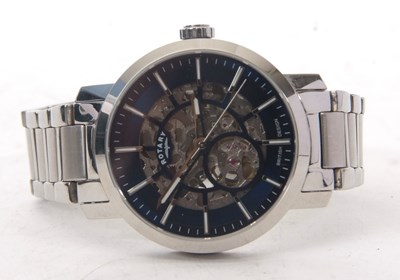 Lot 322 - A Rotary stainless steel skeleton watch,...