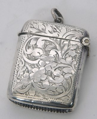 Lot 175 - A George VI silver vesta case chased and...