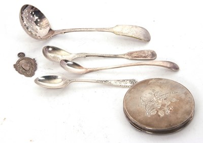 Lot 195 - Mixed Lot: A hallmarked silver compact, engine...