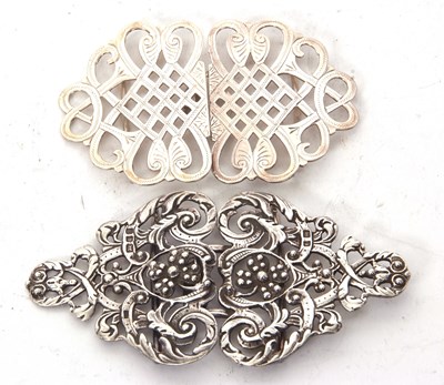 Lot 205 - Two vintage silver buckles (two part) to...