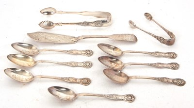 Lot 209 - Mixed Lot: A Victorian silver fiddle pattern...