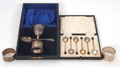 Lot 214 - Mixed Lot: A cased George V silver christening...