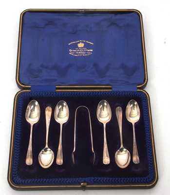 Lot 219 - A cased set of six silver Hanoverian teaspoons,...