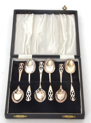 Lot 220 - Cased set of mid 20th Century silver teaspoons...
