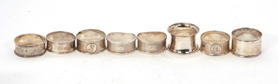 Lot 224 - Mixed Lot: Eight silver serviette rings,...