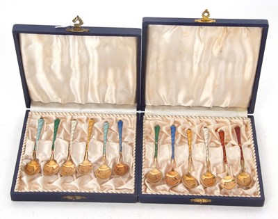 Lot 246 - Two cased sets of six Danish sterling 925...