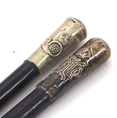 Lot 252 - Two military swagger sticks one with a...