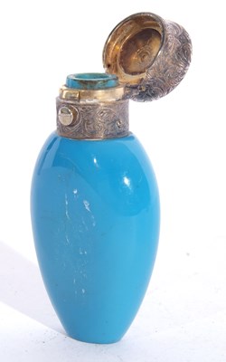 Lot 60 - Victorian period blue milk glass scent bottle...
