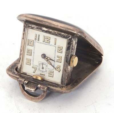 Lot 278A - A silver and enamel travel clock, hallmarked...