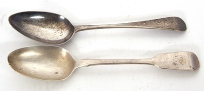 Lot 66 - Mixed Lot:  George II silver tablespoon, base...