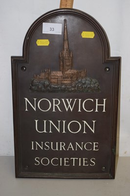 Lot 24 - A cast metal sign Norwich Union Insurance...