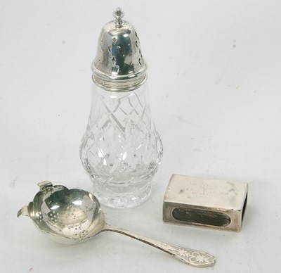 Lot 83 - Mixed Lot: A hallmarked silver tea strainer,...