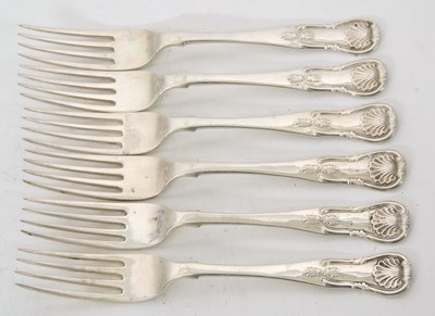 Lot 86 - A set of six William IV Scottish silver forks...