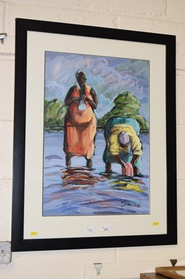 Lot 235 - Dorofani study of two women at riverside, oil