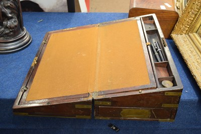 Lot 283 - Victorian mahogany and brass bound writing box...