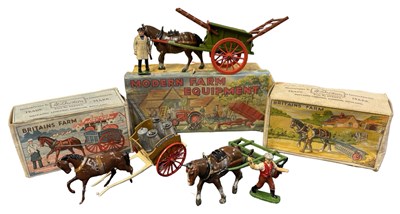 Lot 239 - Three vintage boxed die-cast farm carts,...