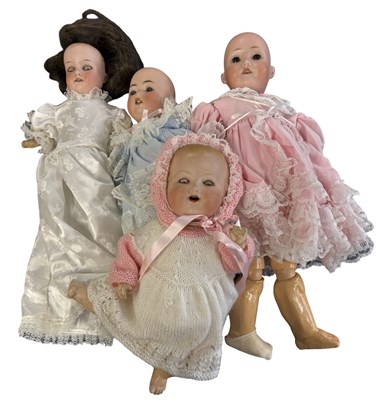 Lot 340 - Four a/f German bisque head dolls