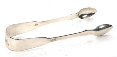 Lot 77A - Pair of George IV silver fiddle pattern sugar...