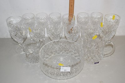 Lot 11 - Selection asstd cut Glass inc Wine Glasses etc.