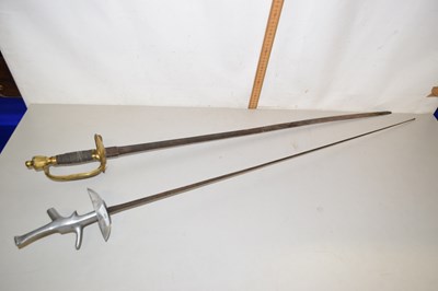 Lot 80 - Brass handled antique Sword, blade engraved GZ,...