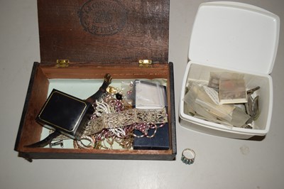 Lot 106 - Small box cont Costume jewellery, inc white...