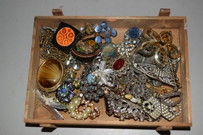 Lot 129 - Wooden box cont asstd Costume Jewellery