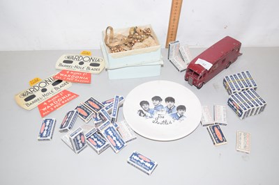 Lot 157 - Dinky horse box, Beatles plate, display boxes...