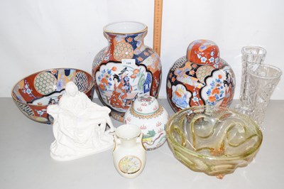 Lot 160 - Reproduction oriental vases, glass bowl,...