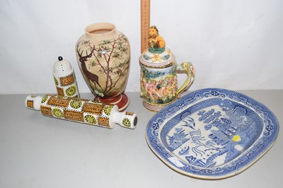 Lot 170 - Mixed lot, Willow pattern meat plate, stag...