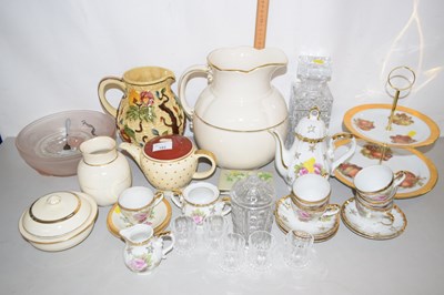 Lot 193 - Decanter, glasses, cake plate and various...