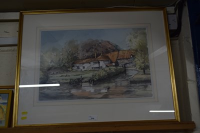 Lot 210 - Modern watercolour study, Pulls Ferry, Norwich,...