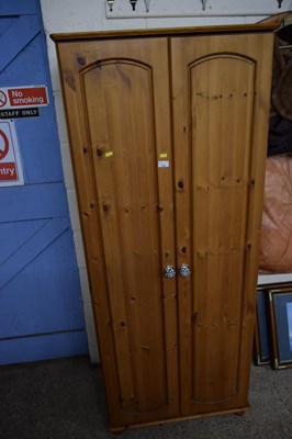 Lot 232 - Pine double door wardrobe