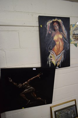 Lot 238 - Dyble, two studies of nudes, oil on canvas...