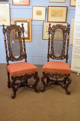 Lot 281 - Pair of 19th century Carolean style cane...