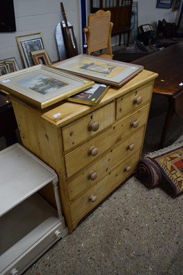 Lot 264 - Pine five drawer chest with turned handles