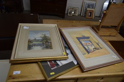 Lot 265 - Group of three pictures, watercolour study of...